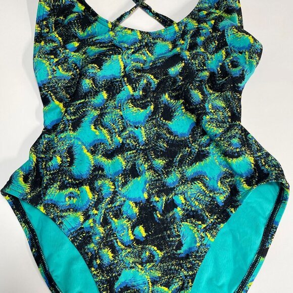Proenza Schouler‎ Swimsuit Womens XS One Piece Open Back Teal Abstract - Picture 3 of 11